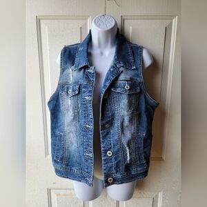 Distressed Denim Vest Size 0